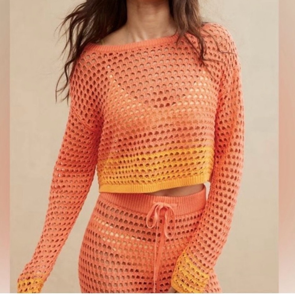 NWT Aerie Bright Orange Knit shirt/pants